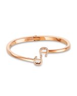 Aigner women A Logo large bangle steel rose gold , Crystal