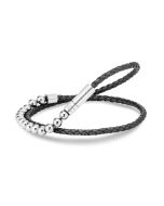 Aigner bracelet for men silver with black leather