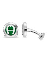 Aigner gent cufflink with logo steel silver , Green