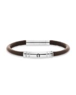 Aigner A Logo bracelet for gent silver with brown leather