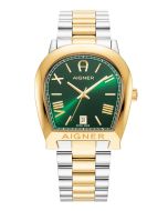 Aigner ROVIGO men watch stainless steel gold with green