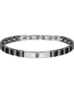 Maserati men bracelet in steel black , Silver size 220mm