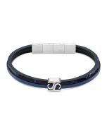 Saint Honore bracelet for men leather blue , Black 
