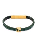 Saint Honore S bracelet for men gold with leather green