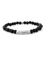Disc Round Black Agate Beaded Bracelet 
