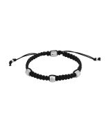 Fossil bracelet for men silver with black nylon 