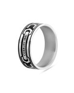 Cerruti 1881 ring for men steel silver , Black size 64