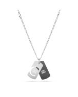 Cerruti 1881 necklace for gent stainless steel silver , Black 
