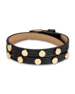 Cerruti 1881 STUDS HEXAGN ladies bracelet with black leather 