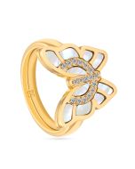 Cerruti 1881 BUTTERFLY ladies ring steel gold with MOP size 52