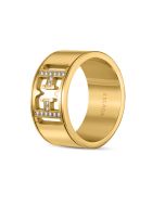 Escada Estelle Gold Plated Ring With Crystal Logo Size 52