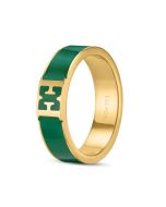 Escada Scarlett Gold Plated Green Enamel Ring Size 52