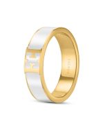 Escada Scarlett Gold Plated White Enamel Ring Size 52