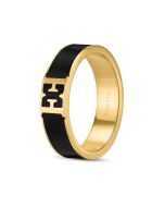Escada Scarlett Gold Plated Black Enamel Ring Size 54