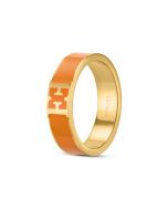 Escada Scarlett Gold Plated Orange Enamel Ring Size 52