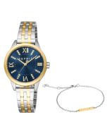 Esprit Pointy ladies Quartz watch stainless steel gold , Blue