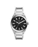 Fossil Everett 3 Hand Watch For Men , Black / Silver