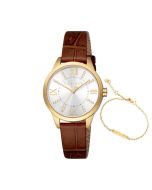 Esprit Pointy ladies Quartz watch with brown leather strap