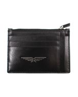 Police Men's Cardholder - Black Leather with Zipper