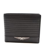 Police Men's Wallet - Black Quilted Leather with Metal Logo