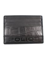 Police Card Holder - Black Crocodile Pattern