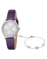 Just Cavalli ladies Quartz watch with purple leather strap