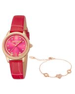 Just Cavalli ladies Quartz watch with red leather strap