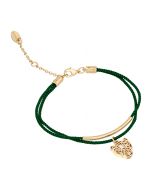 Just Cavalli Green Adjustable Bracelet with Gold Tiger Head 