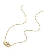 Fossil necklace for women steel gold with Crystral