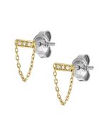 Fossil Ladies stud earrings stainless steel, IP gold 