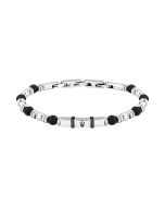 Maserati ICONIC bracelet silver with black beads size 18.5+3CM