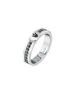 Maserati logo print ring for men silver , Black size 25