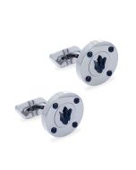 Maserati cufflink for men steel silver with blue logo