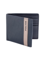 Police wallet for gent in navy blue leather 6cc