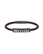 Police FETTER bracelet for men gun metal with brown leather 