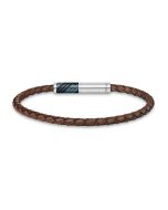 Police PLAINT bracelet for men silver with brown leather