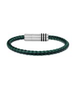 Police GEAR bracelet for men with black , Green leather