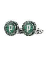 Police Cufflinks with Iconic "P" Logo - Green