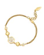 Police bracelet for women steel gold , Mother of pearl