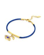 Police EYE ladies bracelet steel gold with blue Naylon 