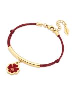 Police FLORA ladies bracelet steel gold with red Naylon
