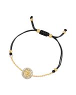Police LUCK ladies bracelet steel gold with black Naylon