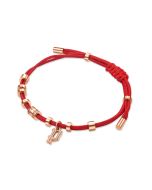 Police LUCK ladies bracelet steel rose gold with red Naylon