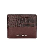 Police wallet for men 6cc leather brown with red 
