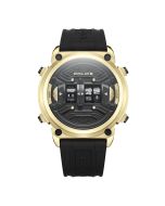 Police men Quartz watch gold with black silicon strap