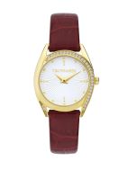 Trussardi ladies watch gold with red leather  