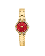 Trussardi MOON ladies watch steel red , Gold with crystal