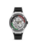 Cerruti 1881 Razzuolo watch for men silver , Black silicon strap