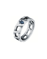 Maserati ICONIC men ring stainless steel blue , Silver size 21
