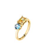 Morellato women COLORI ring steel gold with blue crystal size 18